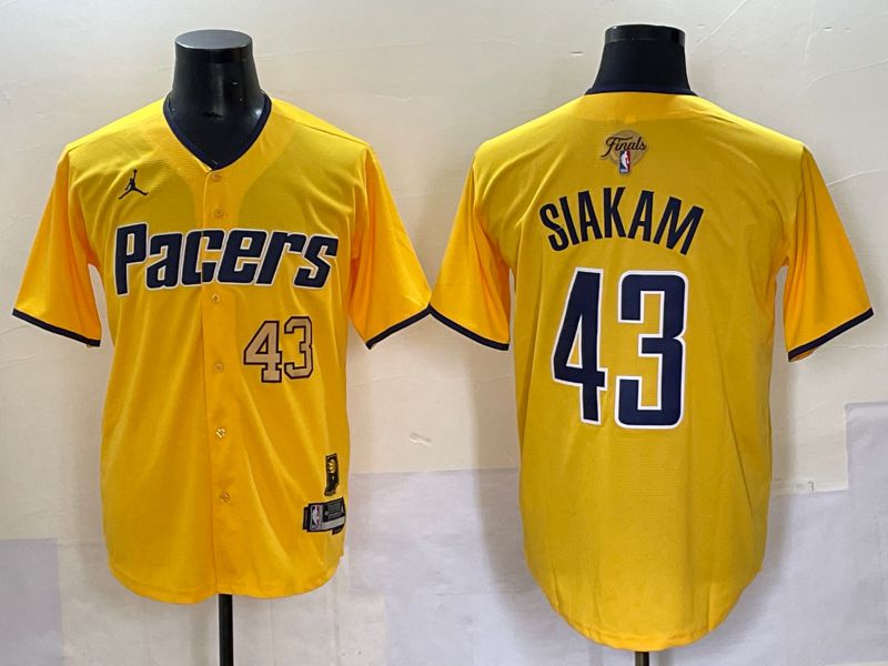 Men 2025 Indiana Pacers #43 Siakam Yellow Joint Name NBA Jersey style 3
